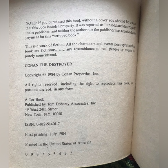 Conan the Destroyer by Robert Jordan 1984 First Edition Tor Books Paperback - Picture 3 of 4